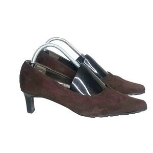PENMAN'S‎ Brown Suede Leather Pointed Toe Pumps Low Heel Dress Shoes Size 8